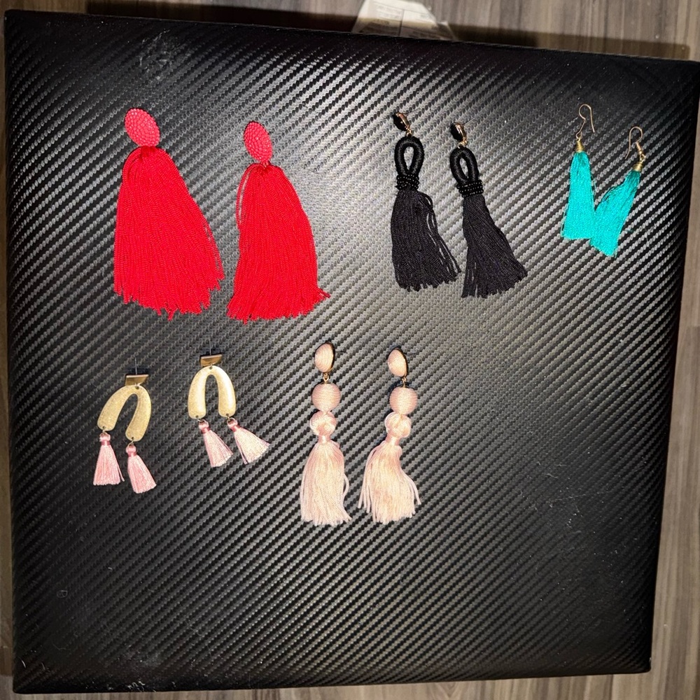 Variety Tassel Earrings - Red, Black, Pink, Turquoise, gold
